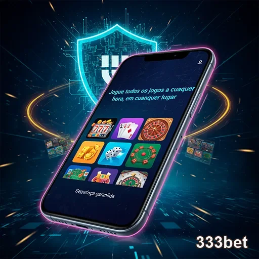 Imagem promocional do app 333bet, plataforma de apostas esportivas e jogos, com o logo do site 333bet em destaque.
